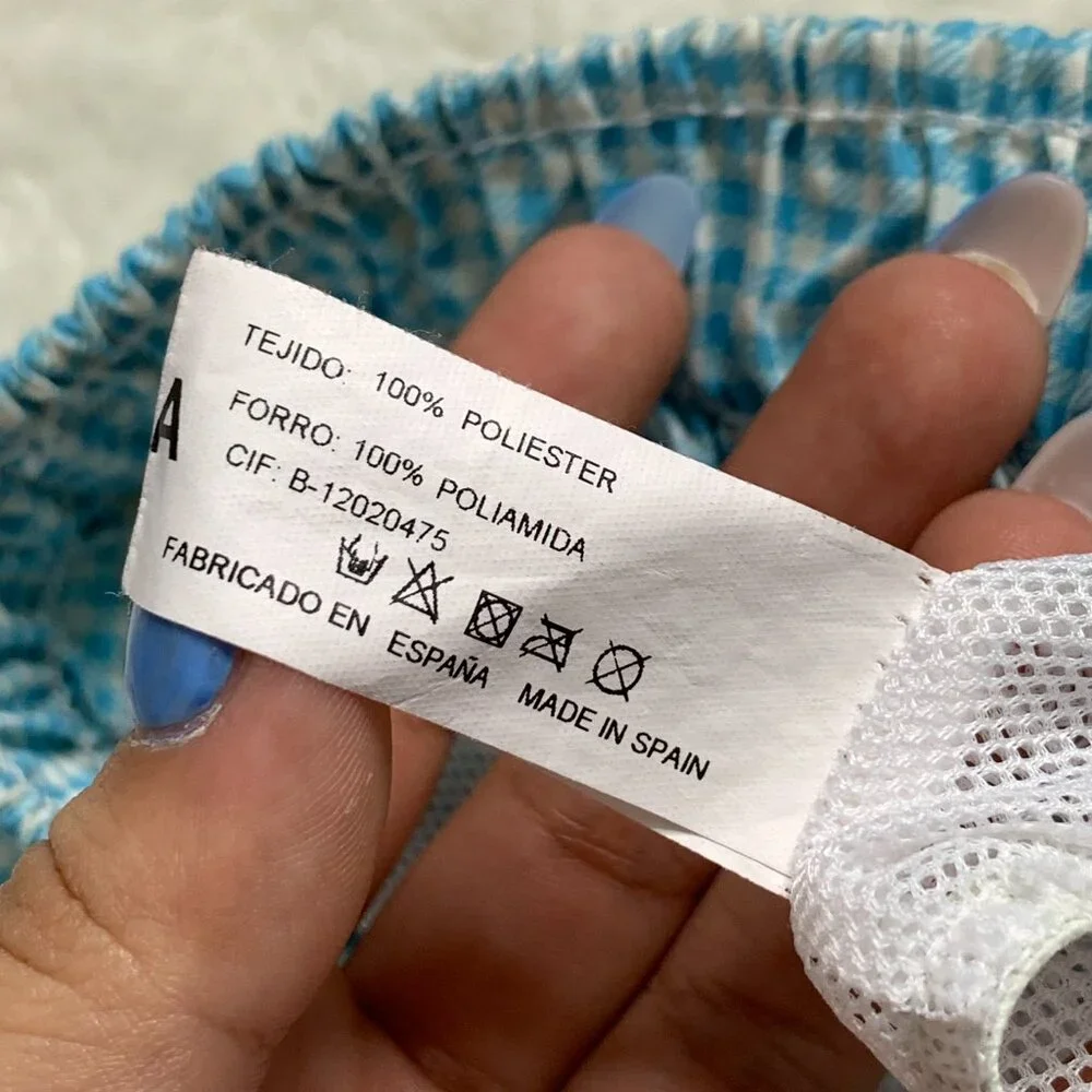 Pili Carrera Toddler Blue Checkered Boy Swimming Trunks Size 8 Years